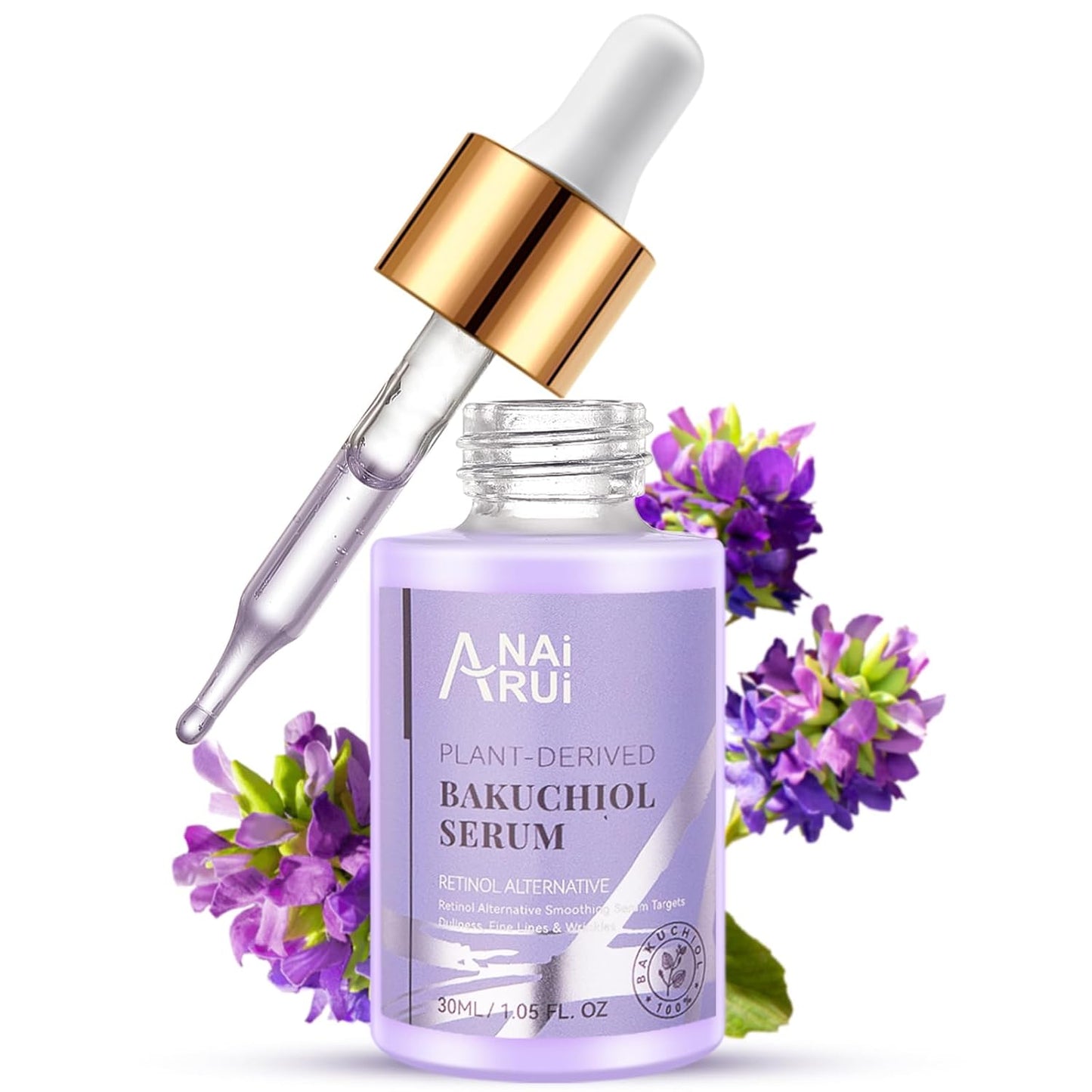 Bakuchiol Face Serum for Face, Bakuchiol Retinol Alternative Serum,Smoothing Face Serum with Hyaluronic Acid & Peptide Sensitive Skin Serum, anti Aging & Wrinkle Serum, 1Fl.Oz