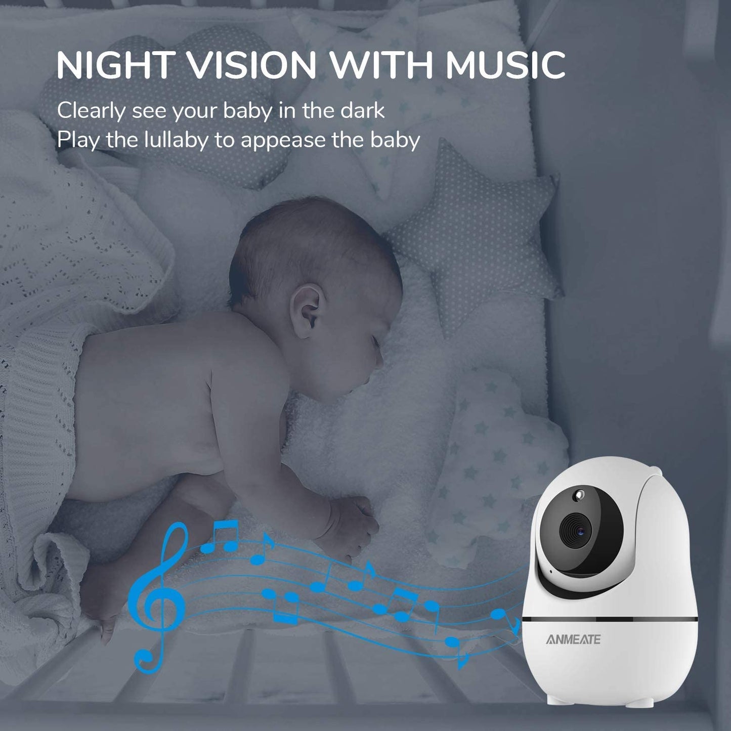 Baby Monitor with Remote Pan-Tilt-Zoom Camera,Large Display Video Baby Monitor with Camera and Audio |Infrared Night Vision |Two Way Talk | Room Temperature| Lullabies and 960Ft Range(Black)