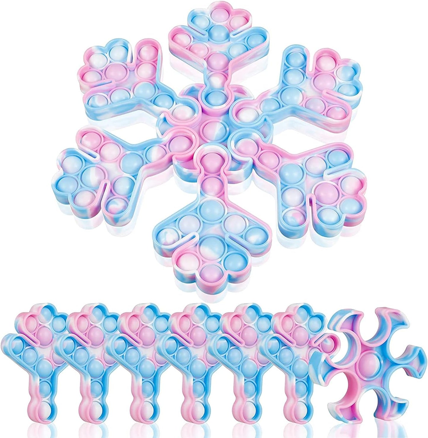 Push Pop Pop Bubble Sensory Fidget Toy, Squeeze Sensory Toy,Silicone Stress Reliever Toy for Kids (Snowflake)