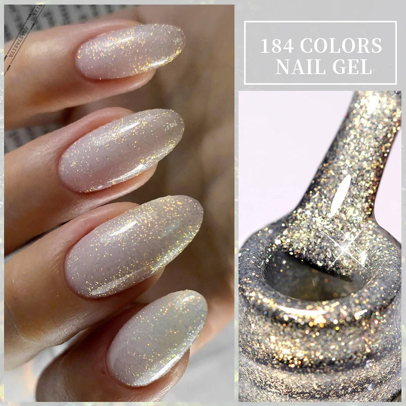 3-in-1 Platinum Rose Gold Cat Magnetic Gel Nail Polish - 7ML Moonlight Glitter UV Varnish for Stunning Semi-Permanent Manicures
