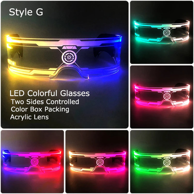 Glow Party Acrylic LED Glasses - Neon Light Up Eyewear for DJ Events, Halloween & Christmas Celebrations