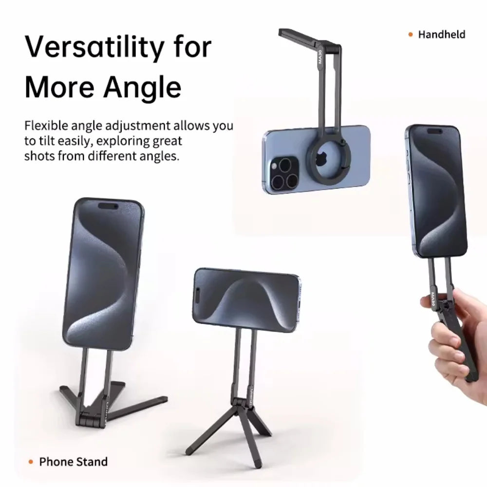 Portable Magnetic Tripod Carabiner Mount for iPhone 16/15/14/13 - Dual-Sided Desk Holder
