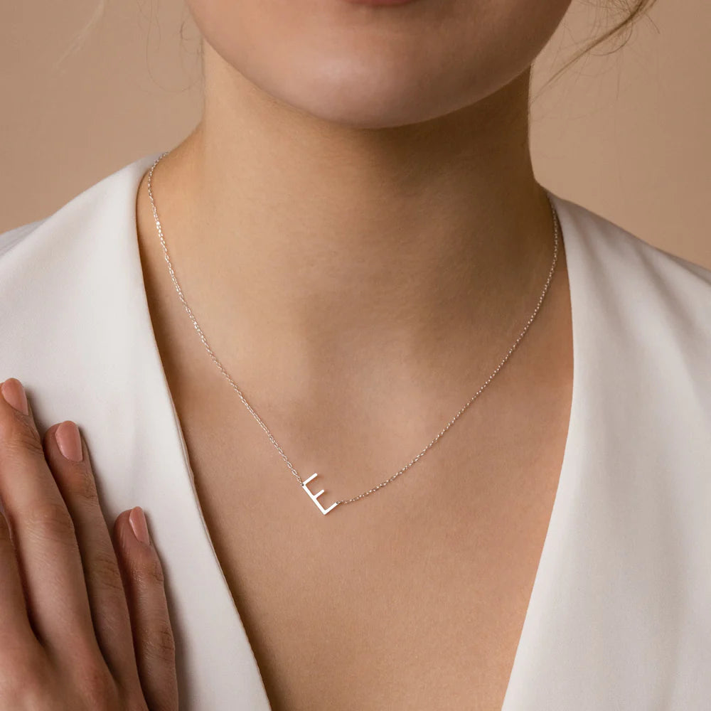 Chic Sideways Initial Letter Necklace for a Personalized Touch