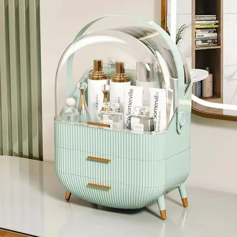 Large Capacity Makeup Organizer - Stylish Cosmetic Storage Box & Dressing Table Essential with Brush Holder