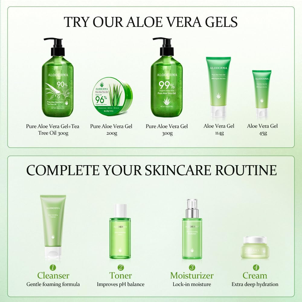 All Purpose Aloe Vera Gels Set - 3 Pack - 300G Aloe Vera Gel X2Pcs & 45G Aloe Vera Gel