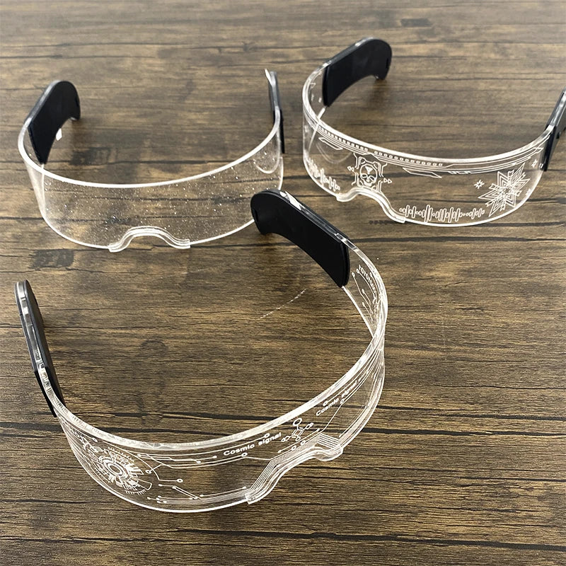 Glow Party Acrylic LED Glasses - Neon Light Up Eyewear for DJ Events, Halloween & Christmas Celebrations