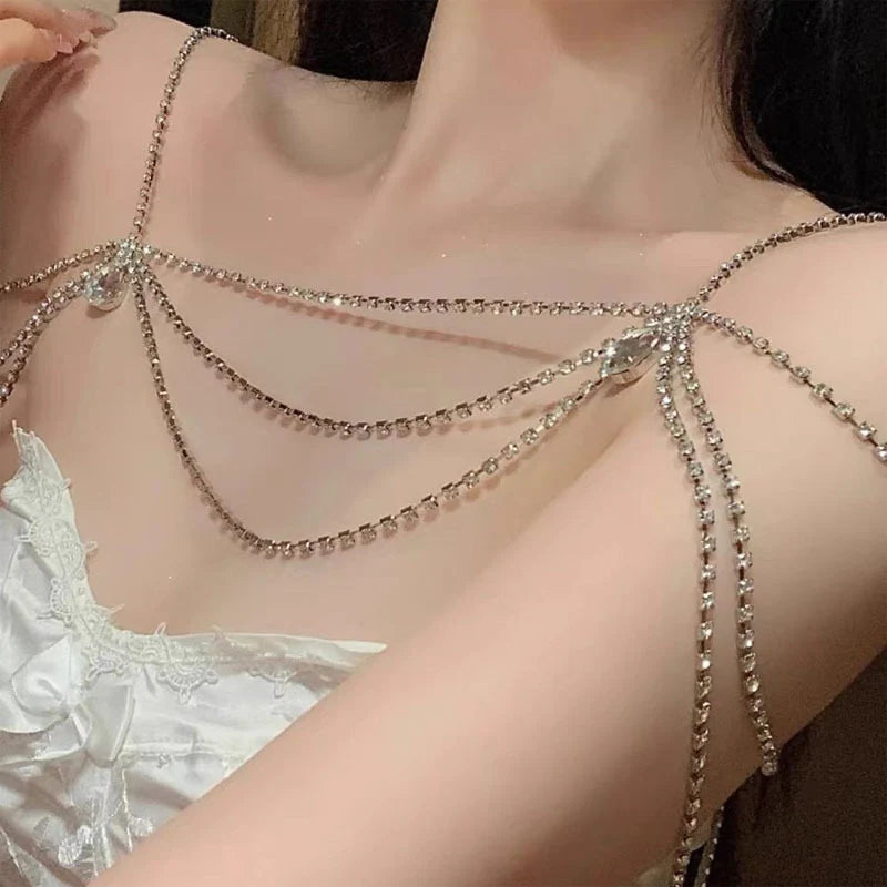 Exotic Rhinestone Chest Chain Fashion Necklace