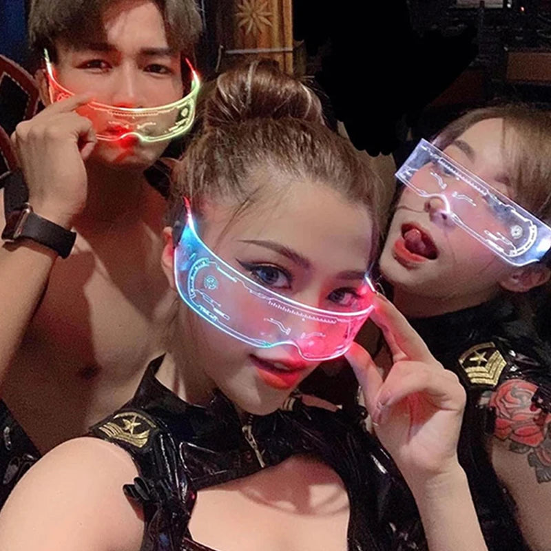 Glow Party Acrylic LED Glasses - Neon Light Up Eyewear for DJ Events, Halloween & Christmas Celebrations