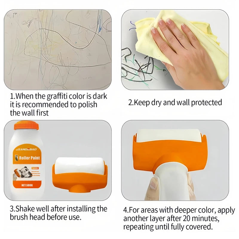 500G WALL REPAIR PASTE, the Product Comes with Rolling Brush. Home Wall Finishing, Wall Surface Hole Fill Quick and Easy Solutio