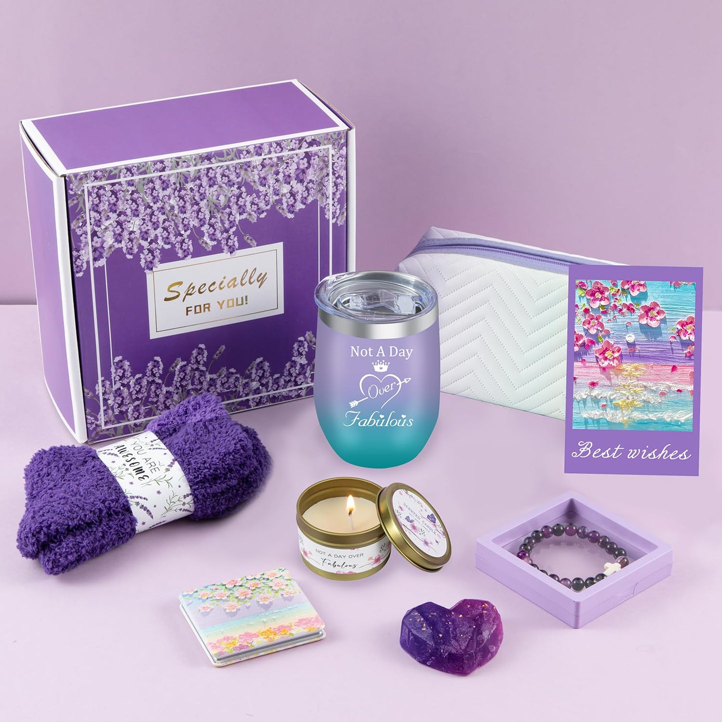 Ultimate Self-Care Gift Set - Relaxing Purple Care Package for Women, Moms, Sisters & Best Friends