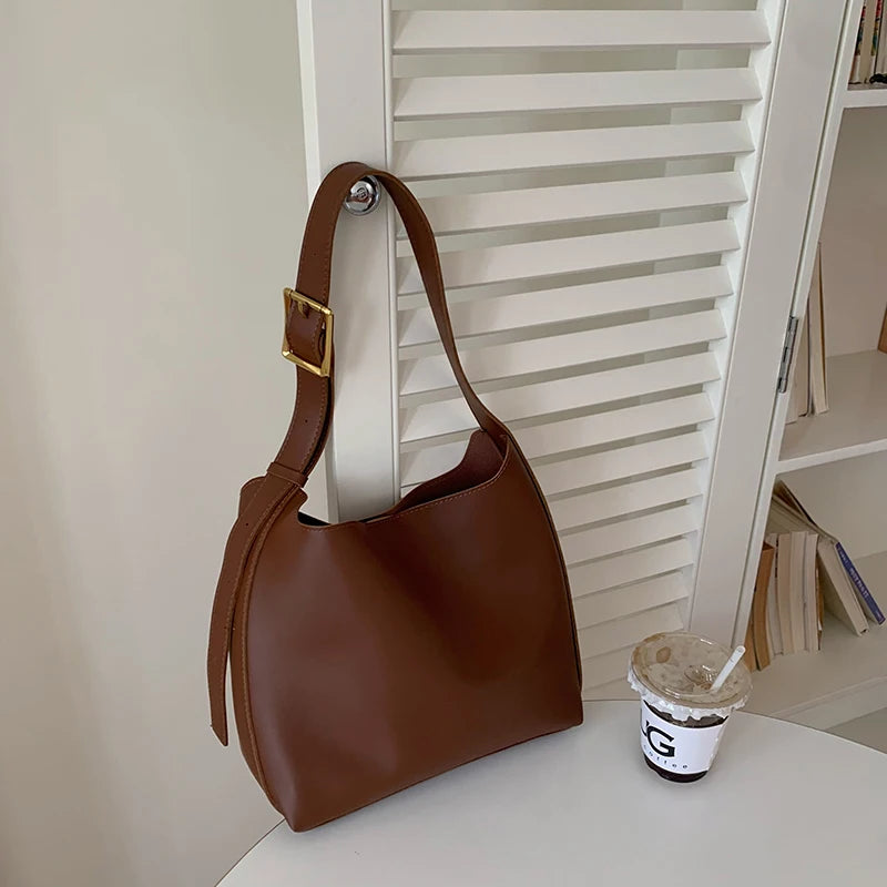 Chic Minimalist PU Leather Crossbody Bag for Women - Versatile All-Match Shoulder Handbag for Work