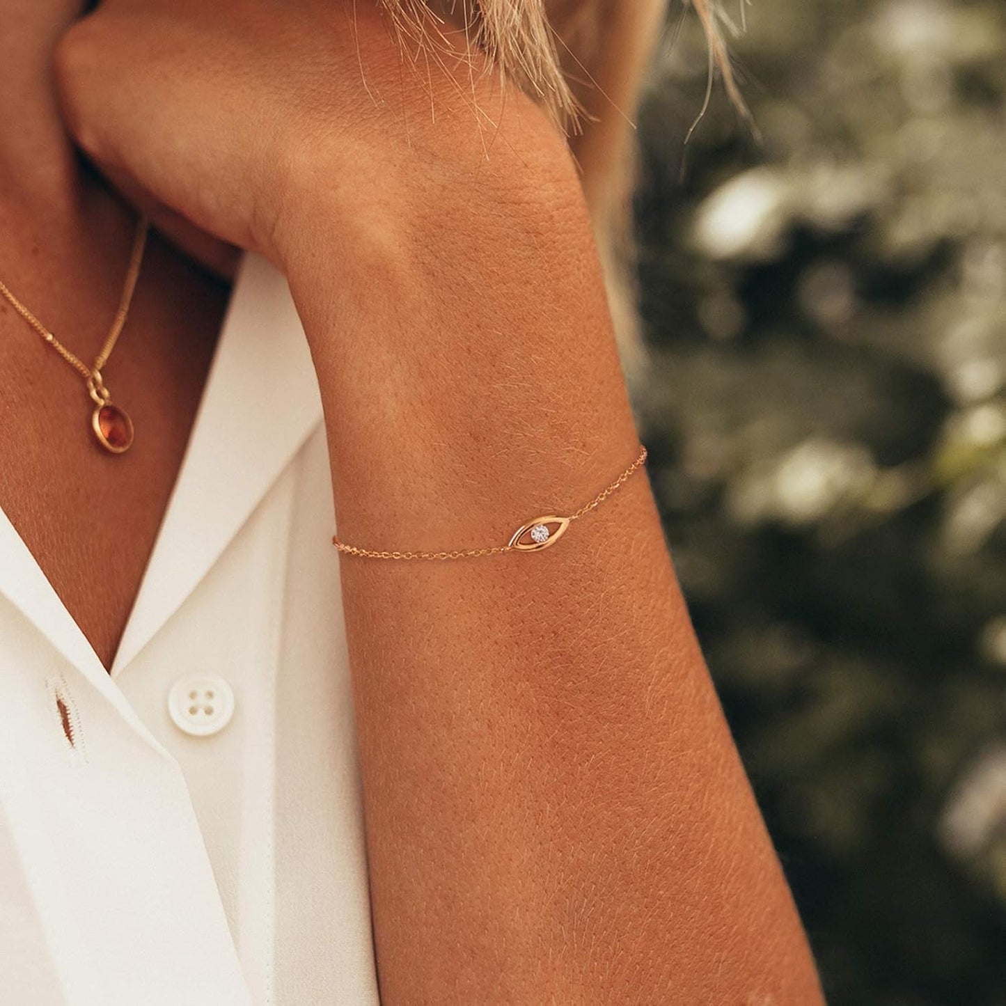 Evil Eye 14K Gold Adjustable Bracelet - Chic & Meaningful Statement Jewelry
