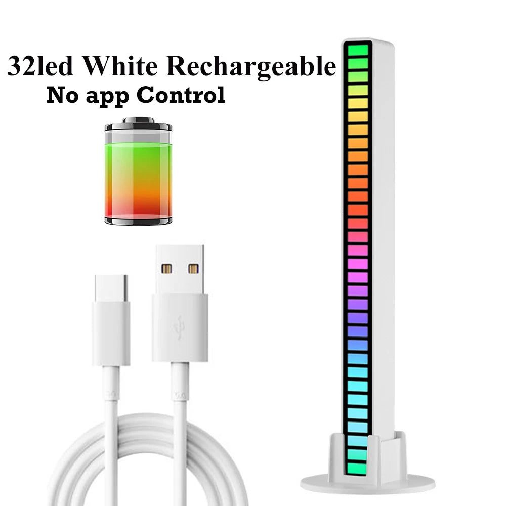RGB Music Rhythm LED Light Bar - Rechargeable APP-Controlled, Sound-Activated Night Light for Cars & Gaming