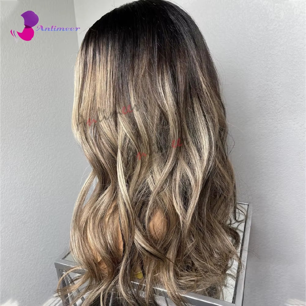 Pre-Plucked 360 Lace Front Human Hair Wigs - Highlighted Light Blonde Body Wave Style