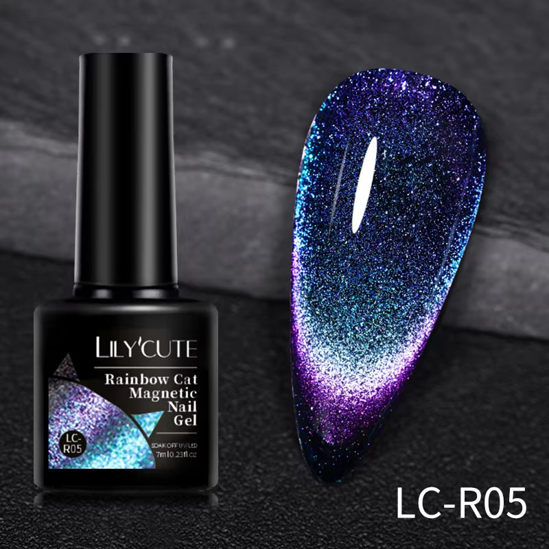 3-in-1 Platinum Rose Gold Cat Magnetic Gel Nail Polish - 7ML Moonlight Glitter UV Varnish for Stunning Semi-Permanent Manicures