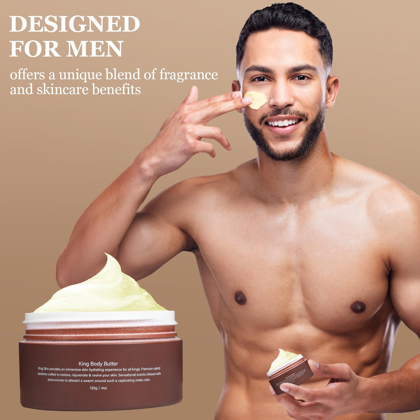 Kings Skin Men's Body Butter - Organic Cologned Formula for Nourished Skin with a Rich Warm Scent