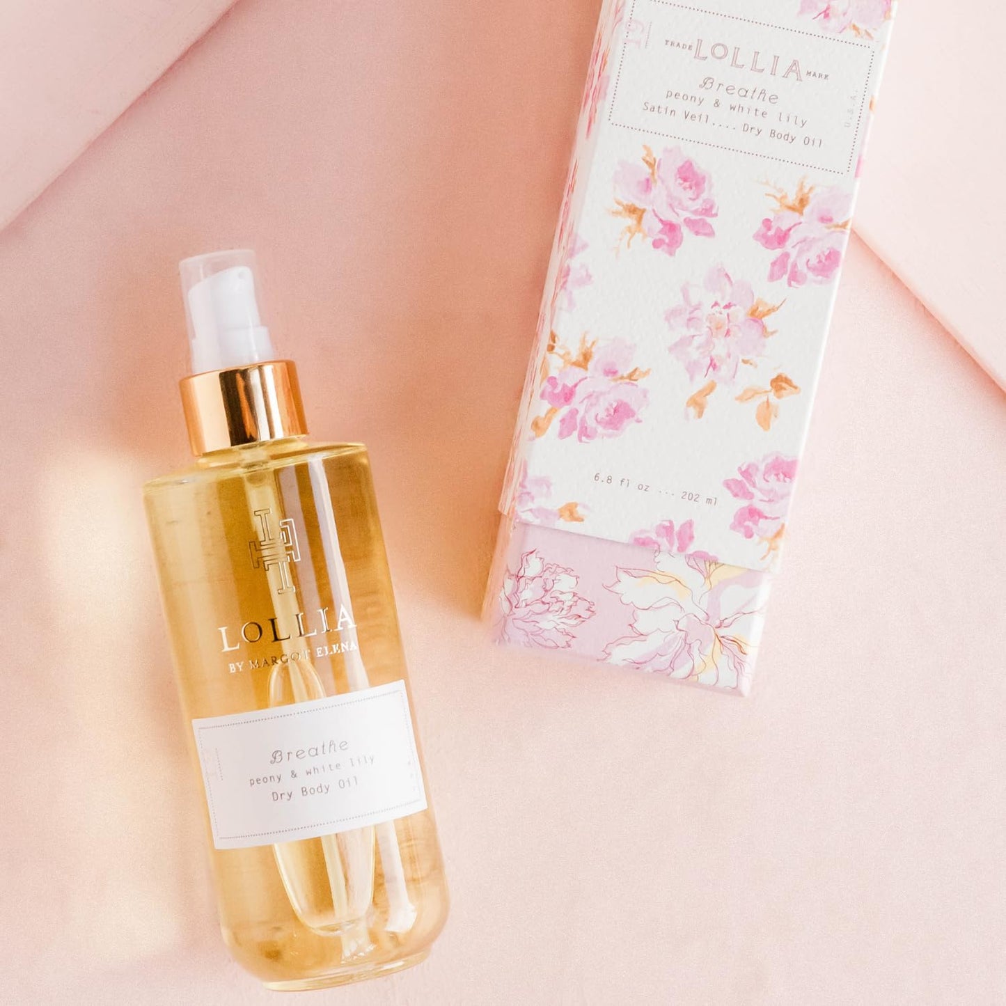 Luxurious Breathe Dry Body Oil - 6.8 Oz. Peony & White Lily Scent for All Skin Types, Deeply Moisturizing & Scented Body Oil for Women