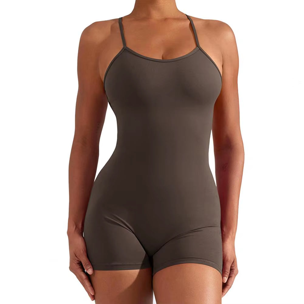 Sleeveless Sports Jumpsuit Woman Fitness Overalls Short Workout Rompers Women Gym Bodysuits Female Push up Yoga One-Piece Suit