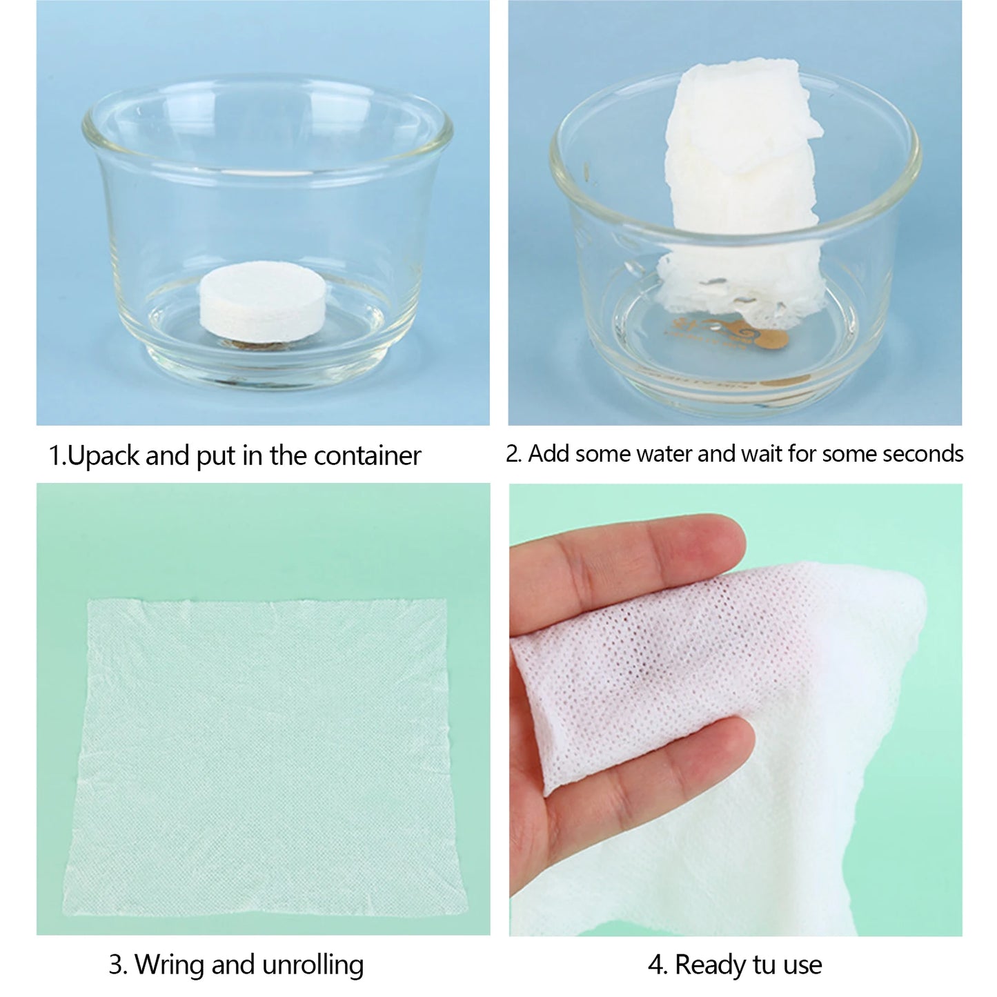 50PCS Organic Biodegradable Disposable Compressed Towel Tablets - Soft, Portable Magic Napkin Wipes