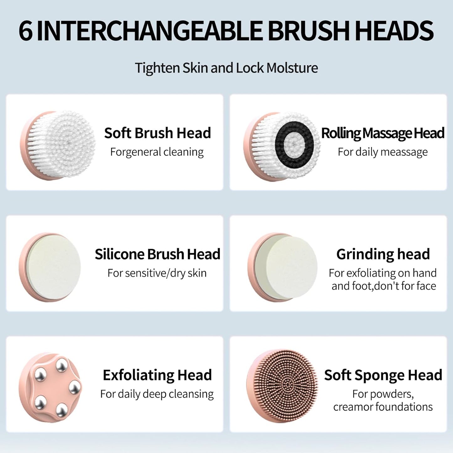 Ultimate 8-in-1 Electric Facial Cleansing Brush – Hot & Cold Compress, 6 Brush Heads, 3 Spin Speeds, Waterproof Exfoliator, Massager (Pink)