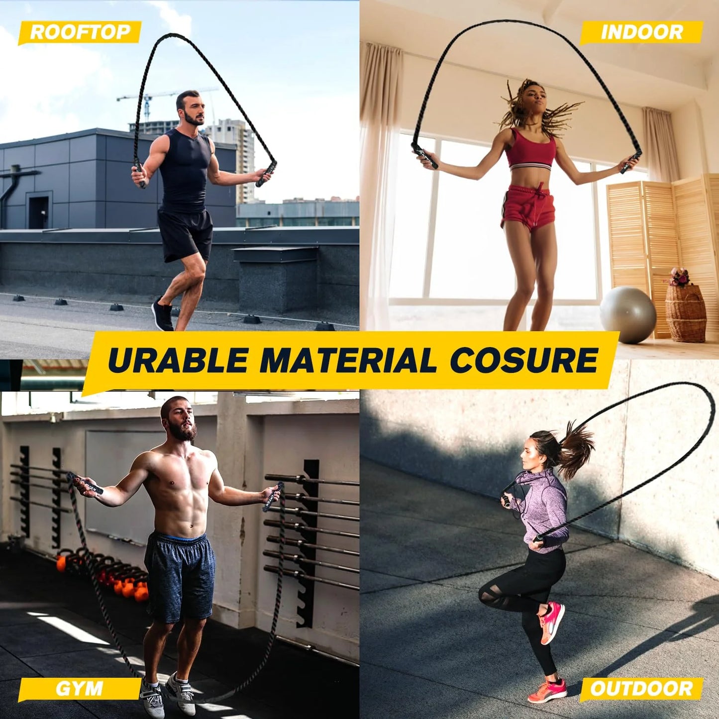 Elevate Your Workout with Weighted Jump Ropes - 2.8Lb, 3.8Lb & 5Lb Options for Total Body Fitness at Home!