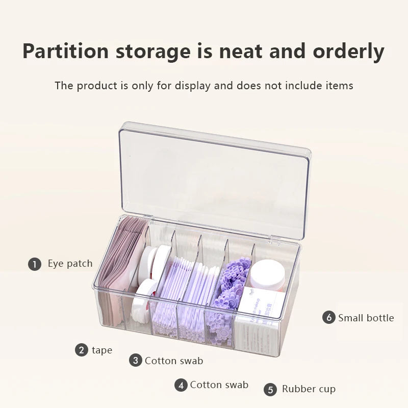 Eyelash Extension Tool Storage Box with Cover Lash Accessories Lashes Glue Tweezer Holder Organizer Acrylic Transparent Box