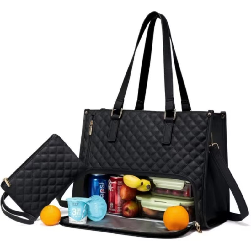 2 in 1 Portable Lunch Tote - Insulated Shoulder Pouch- Makeup Durable Waterproof Outdoor Travel Bag