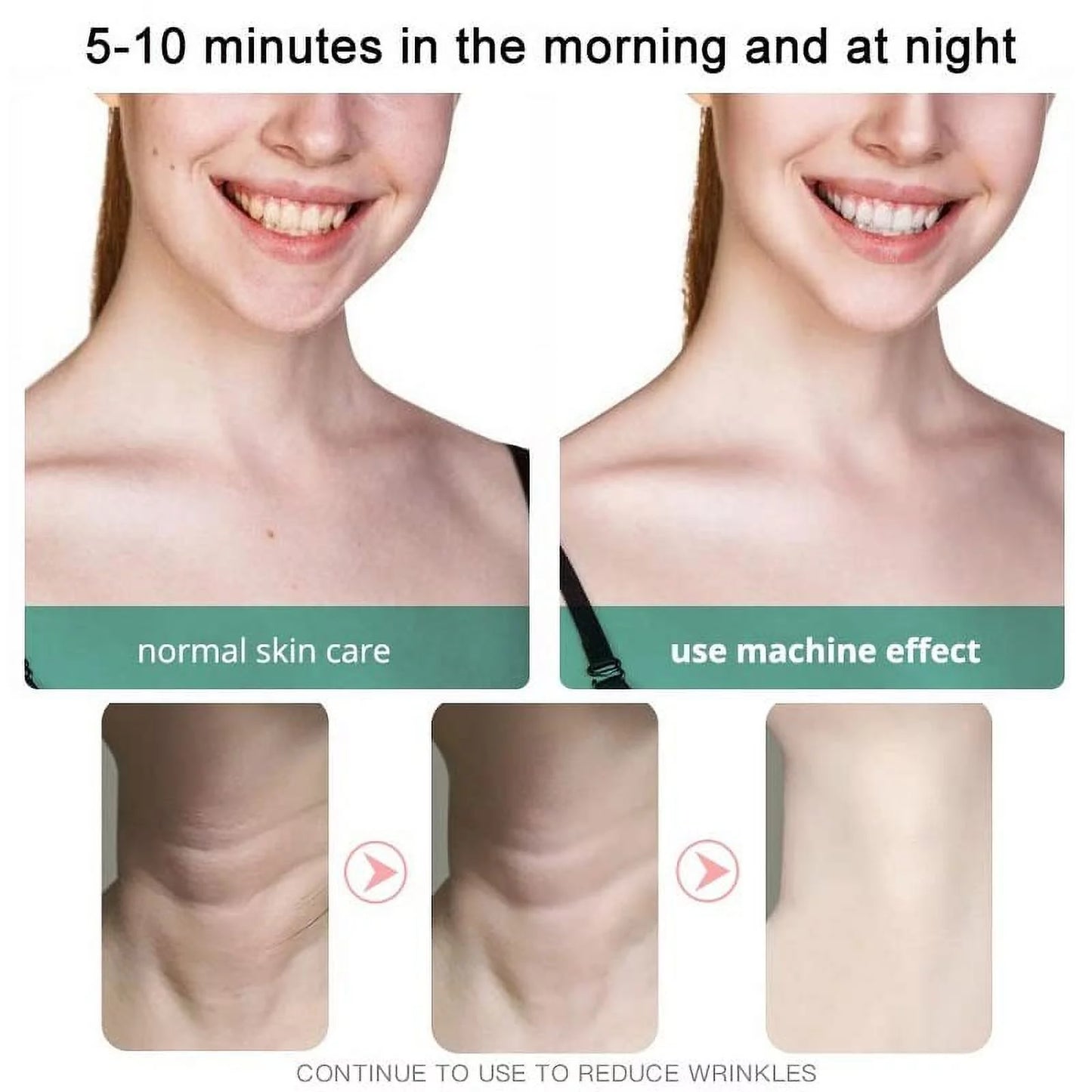 Neck and Face Firming Treatment Tool - Double Chin Reducer with LED Therapy, Thermal and Vibration Technologies for Youthful Skin