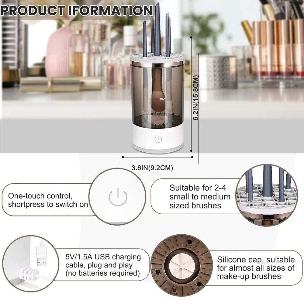 Quick-Dry Electric Makeup Brush Cleaner for Effortless Beauty Routine