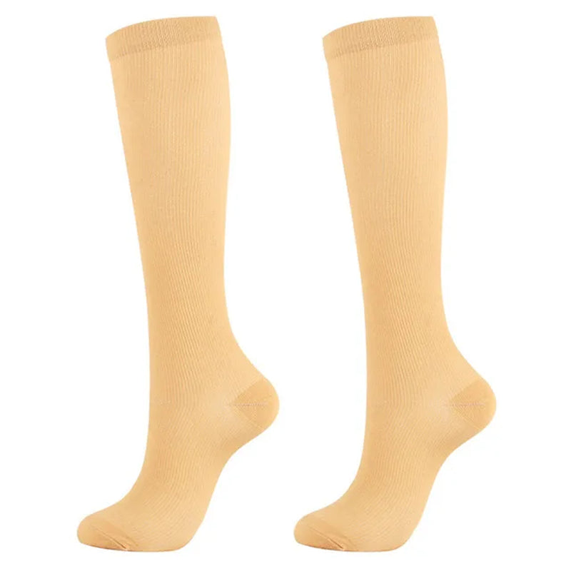 Compression Stockings -Promotes Blood Circulation - Anti-Fatigue Comfortable Solid Color Socks
