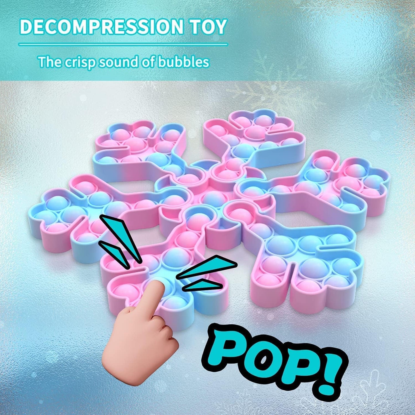 Push Pop Pop Bubble Sensory Fidget Toy, Squeeze Sensory Toy,Silicone Stress Reliever Toy for Kids (Snowflake)