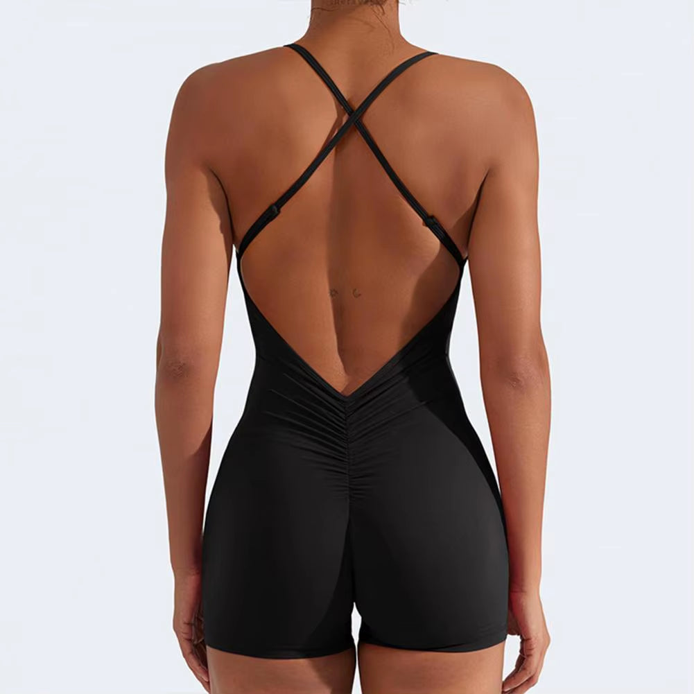 Sleeveless Sports Jumpsuit Woman Fitness Overalls Short Workout Rompers Women Gym Bodysuits Female Push up Yoga One-Piece Suit