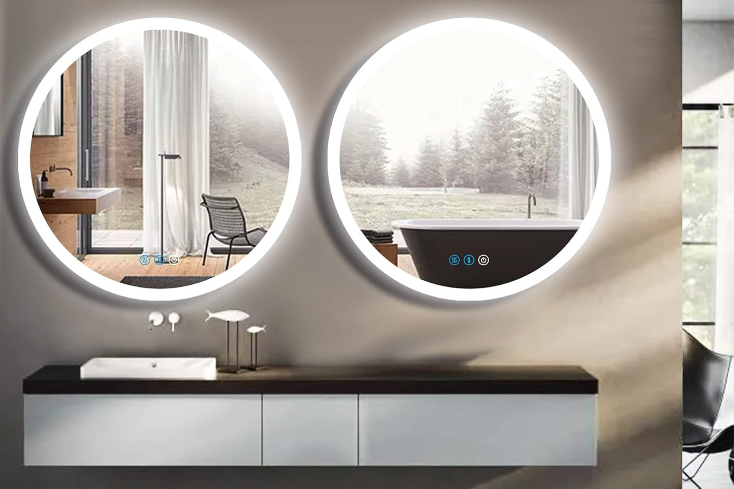 32" Dimmable Backlit LED Bathroom Mirror with Anti-Fog and Aluminum Frame - 3 Color Settings