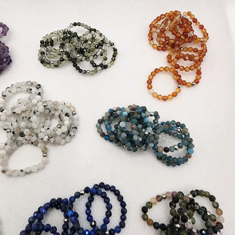 Gemstone Beaded Ring Natural Stone Jewelry