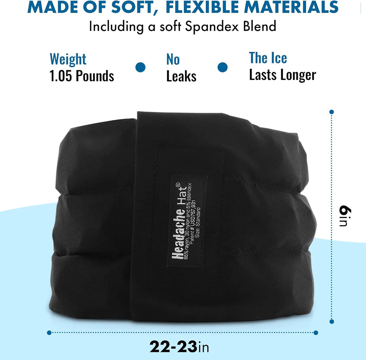 Halo Migraine Relief Cooling Cap - Long Lasting Ice Pack Mask for Tension, Stress & Hangover Recovery