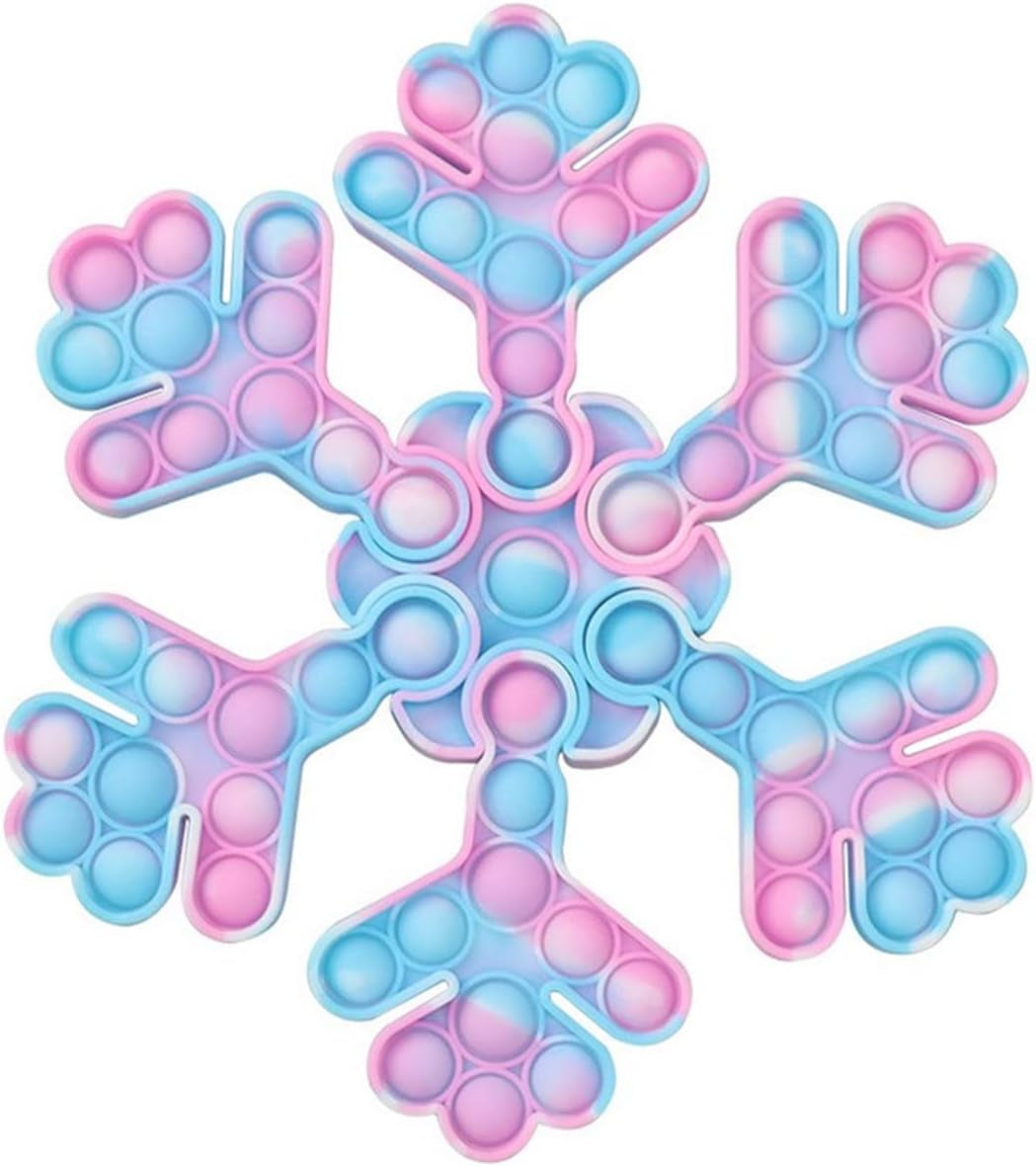 Push Pop Pop Bubble Sensory Fidget Toy, Squeeze Sensory Toy,Silicone Stress Reliever Toy for Kids (Snowflake)