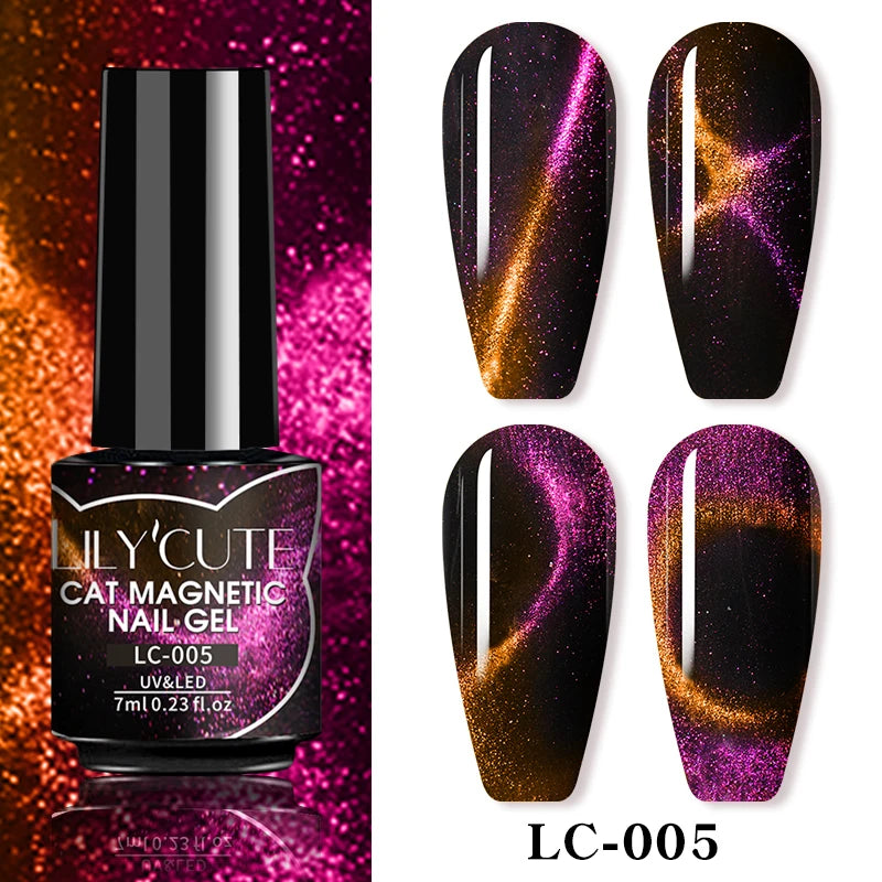 3-in-1 Platinum Rose Gold Cat Magnetic Gel Nail Polish - 7ML Moonlight Glitter UV Varnish for Stunning Semi-Permanent Manicures