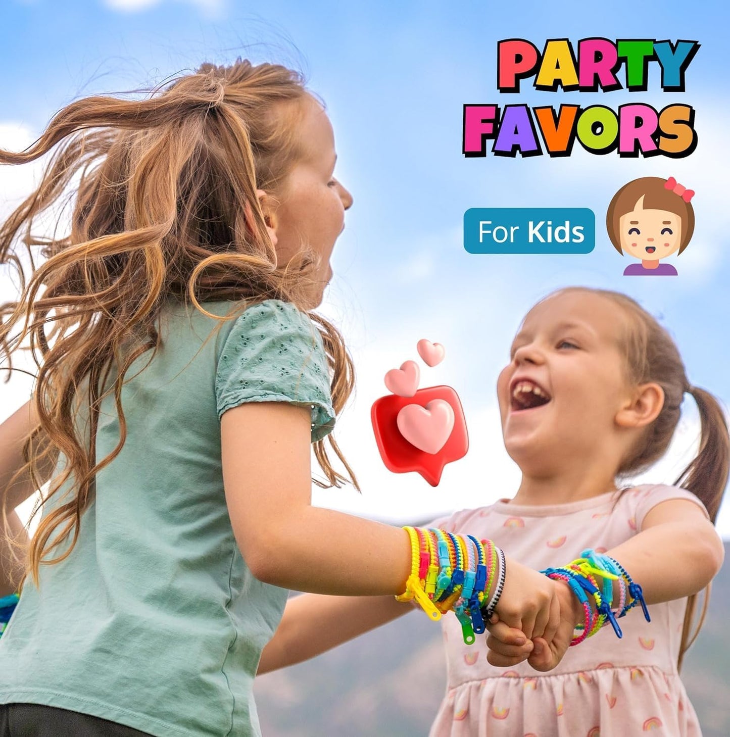 48 Fidget Toys Friendship Zipper Bracelets 7 ½”, Party Favors for Kids, Sensory Bulk Set Neon Colors, Kit for Valentines, Birthday, Goodie Bag, Easter Egg Basket Stuffers, Pinata Fillers