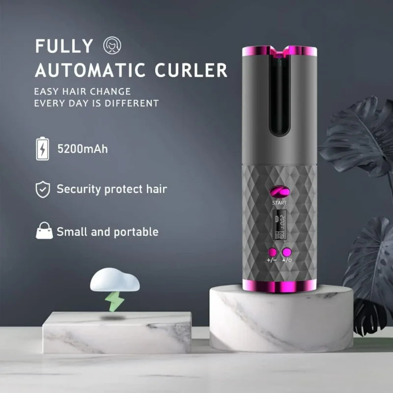 Ceramic Hair Curler: Rechargeable, Cordless, and Auto Rotating for Effortless Styling