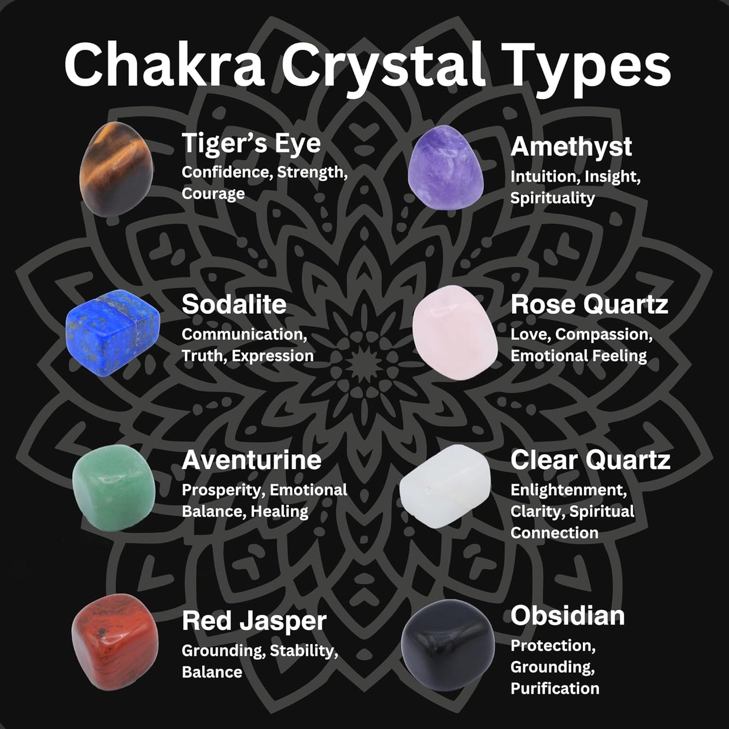 Chakra Stones Set of 8 - Premium Healing Crystals for Balancing, Meditation & Reiki Therapy