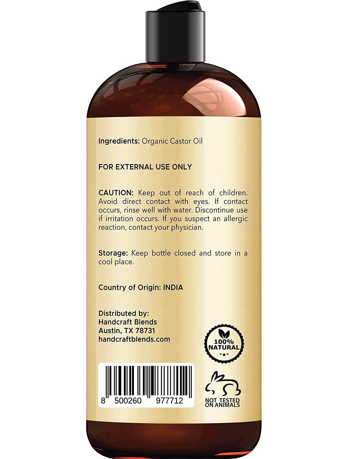 Organic Castor Oil - 16 Fl Oz - 100% Pure and Natural - Premium Grade Carrier Oil for Hair Growth, Eyelashes and Eyebrows - Hair and Body - Expeller-Pressed& Hexane-Free