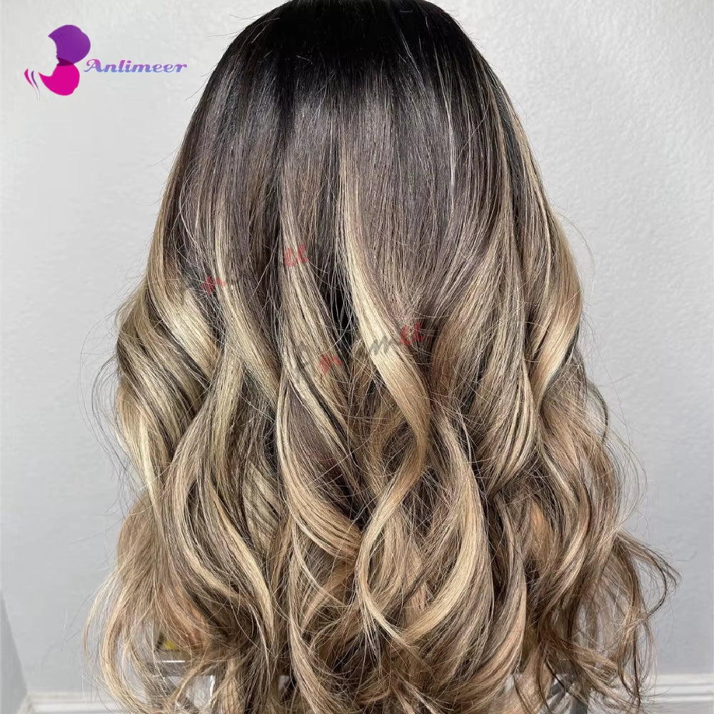 Pre-Plucked 360 Lace Front Human Hair Wigs - Highlighted Light Blonde Body Wave Style
