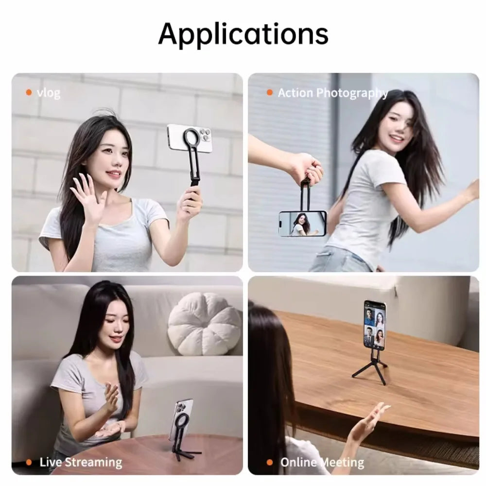 Portable Magnetic Tripod Carabiner Mount for iPhone 16/15/14/13 - Dual-Sided Desk Holder