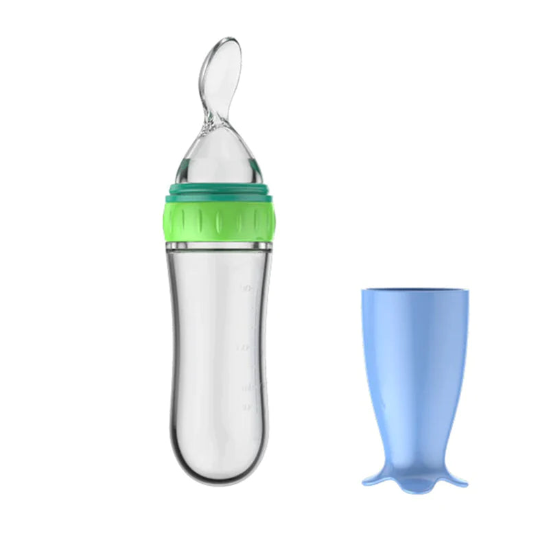 Squeezing Feeding Bottle Silicone Newborn Baby Training Rice Spoon Infant Cereal Food Supplement Feeder Safe Tableware Tools