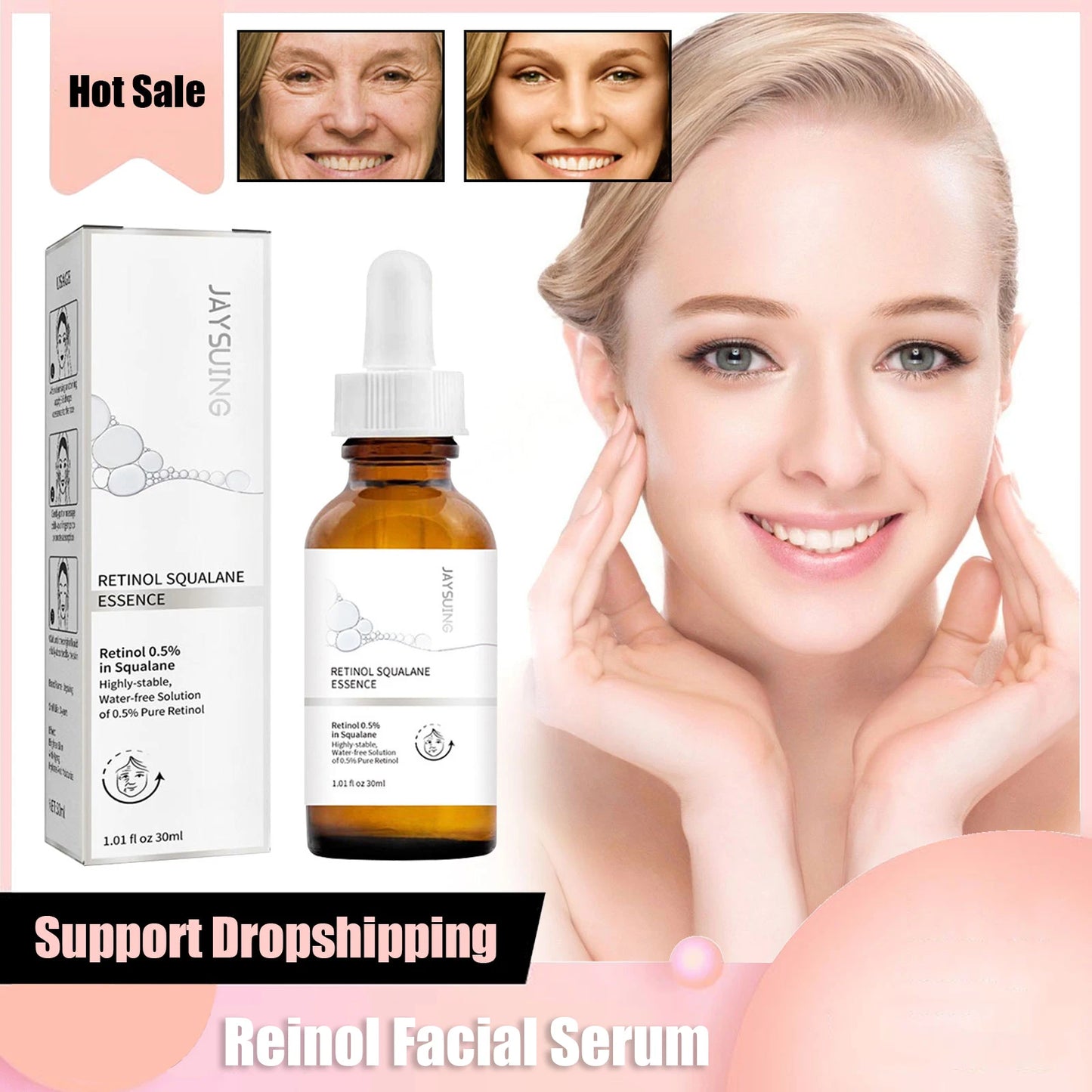 Retinol Ordinary Serum anti Aging Remove Wrinkle Serum Lifting Brighten Skin Fade Eye Fine Lines Moisturize Firm Facial Essence