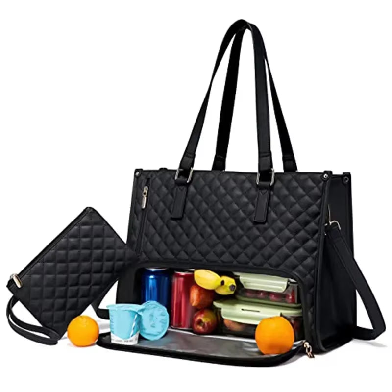 2 in 1 Portable Lunch Tote - Insulated Shoulder Pouch- Makeup Durable Waterproof Outdoor Travel Bag