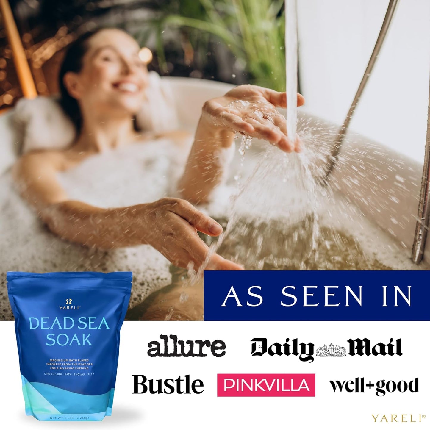 Dead Sea Magnesium Flakes 15Lb - Ultimate Bath & Foot Soak, High Magnesium Chloride Alternative to Epsom Salt