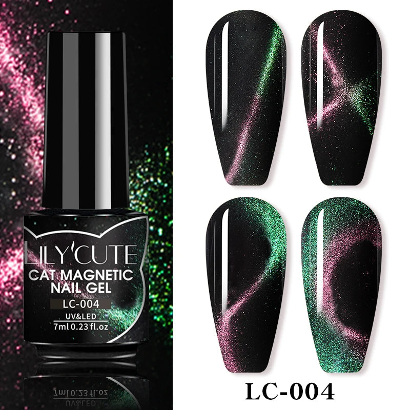 3-in-1 Platinum Rose Gold Cat Magnetic Gel Nail Polish - 7ML Moonlight Glitter UV Varnish for Stunning Semi-Permanent Manicures