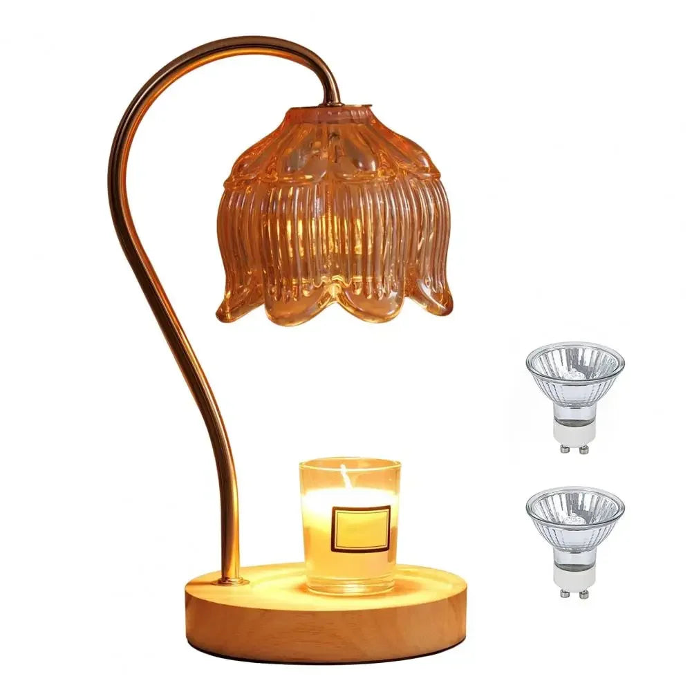 Dimmable Aromatherapy Candle Warmer Lamp - Elegant Glass Shade & Timer Feature for Cozy Ambiance