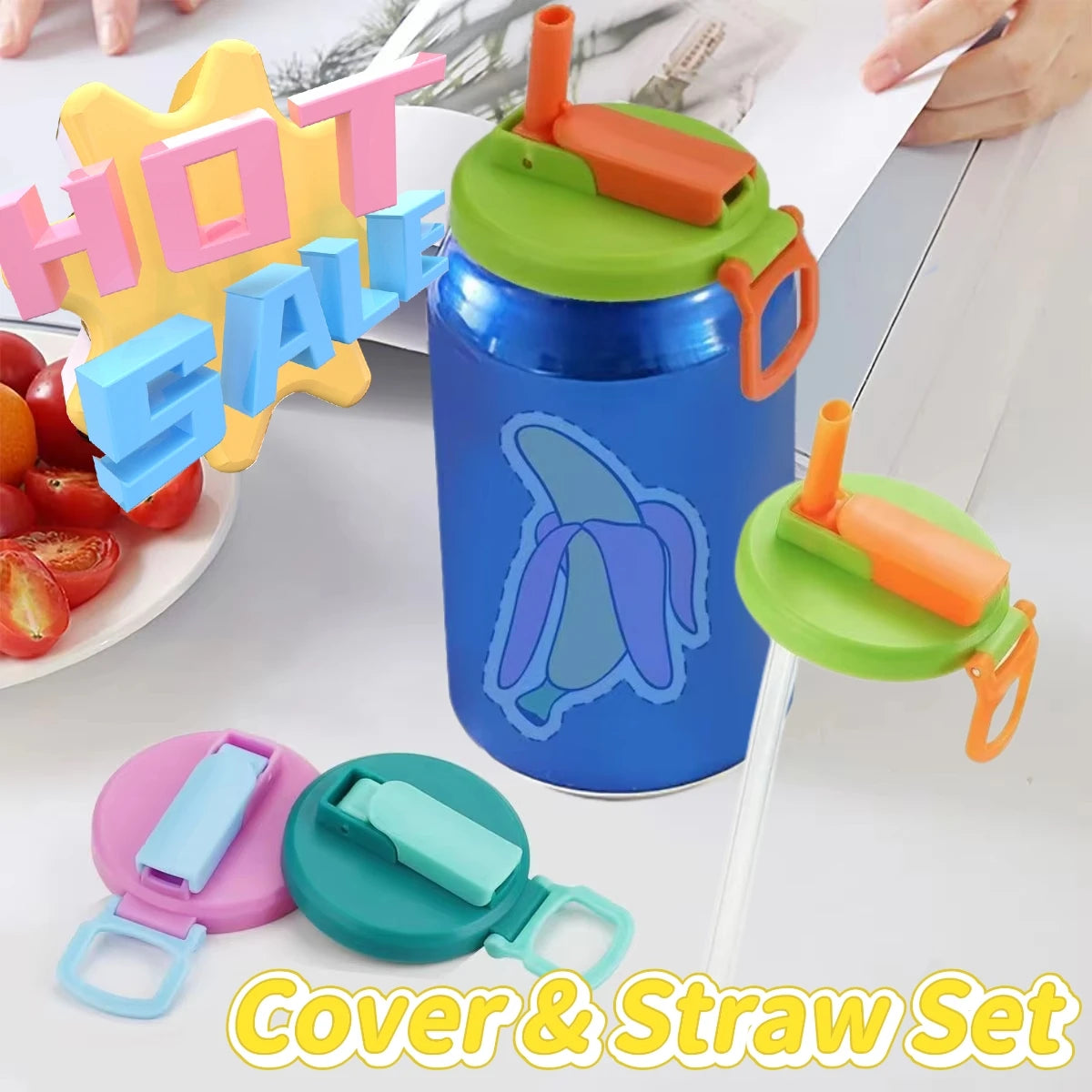 2025 Multifunctional Soda Straw Cover Leak-Proof Portable Beverage Sealing Cover & Straw Set High-Quality Recyclable Beveragelid